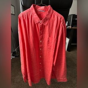 Worn XXL Tommy Bahama relax linen long sleeve hot red